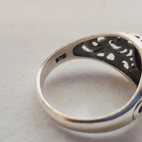 Sterling Filigree Rough Azurite Ring 7.5 - Picture 11 of 13